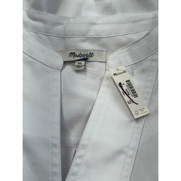 Madewell White‎ Popover Blouse Women's XL Long Sleeve V-Neck Cotton Blend NWT - Picture 9 of 9